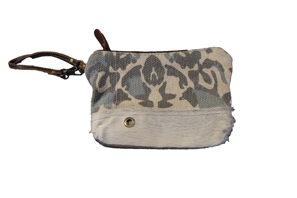 Myra Fur Wristlet Bag Grey Animal Print Canvas (31)